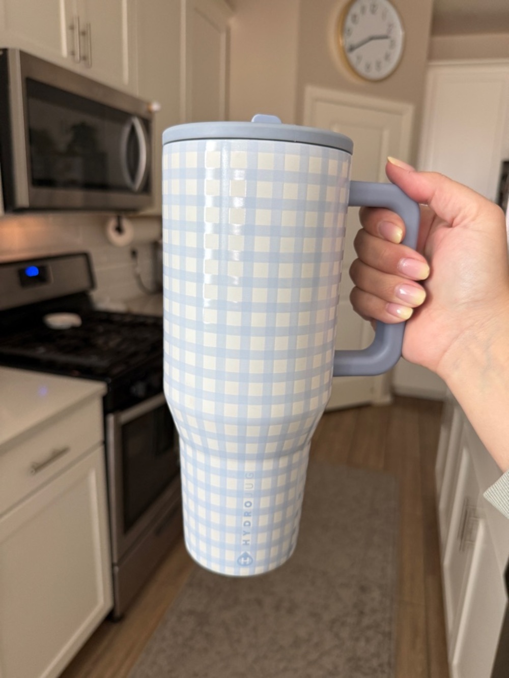 40oz Cloud Nine blue gingham Hydrojug Traveler